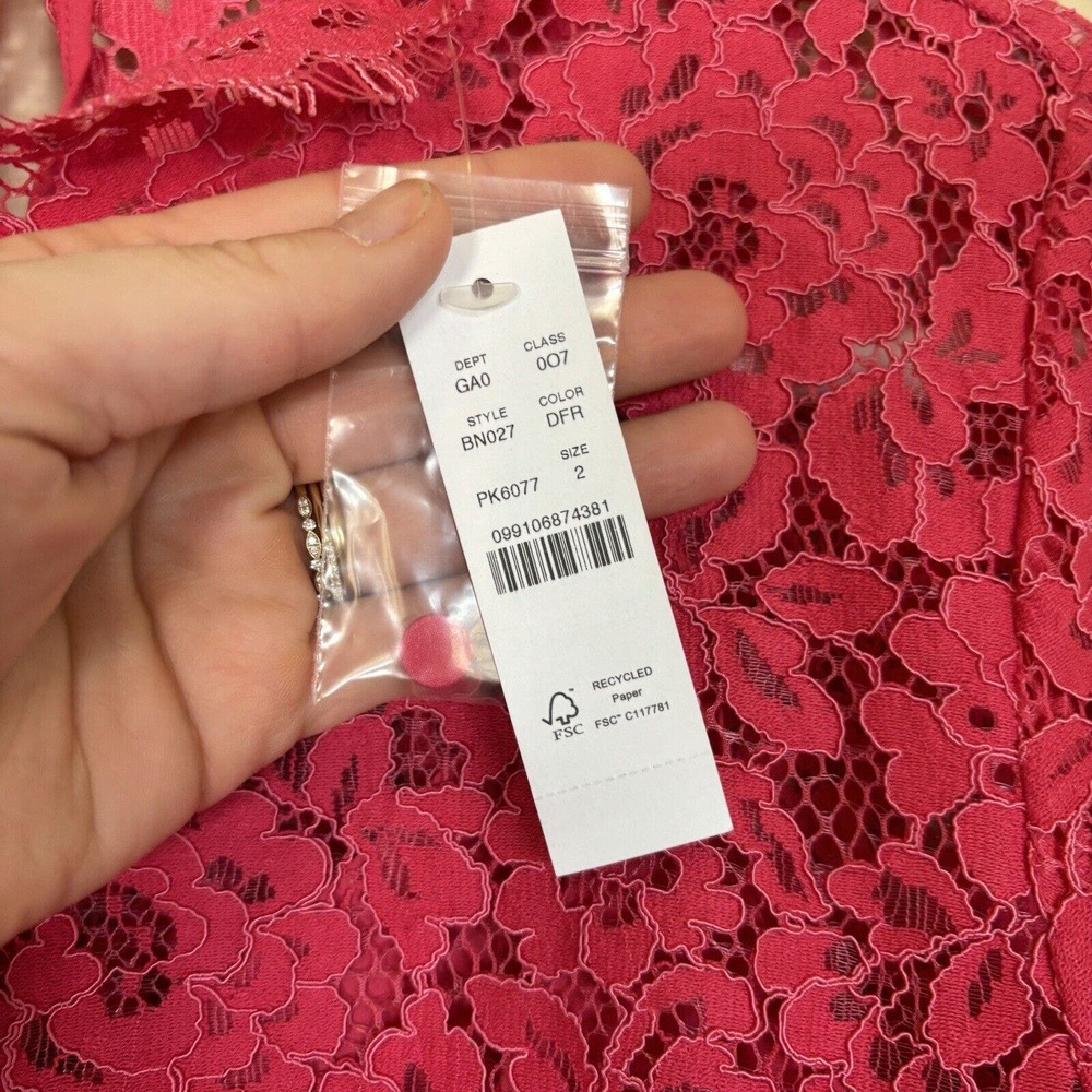 J. Crew Womens 2 Scalloped Mock Neck Laced Long Sleeve Top in Dragonfruit NWT - Picture 8 of 8